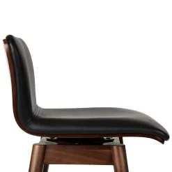 Sede Leather Swivel Bar Stool - Walnut and Black