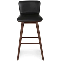 Sede Leather Swivel Bar Stool - Walnut and Black