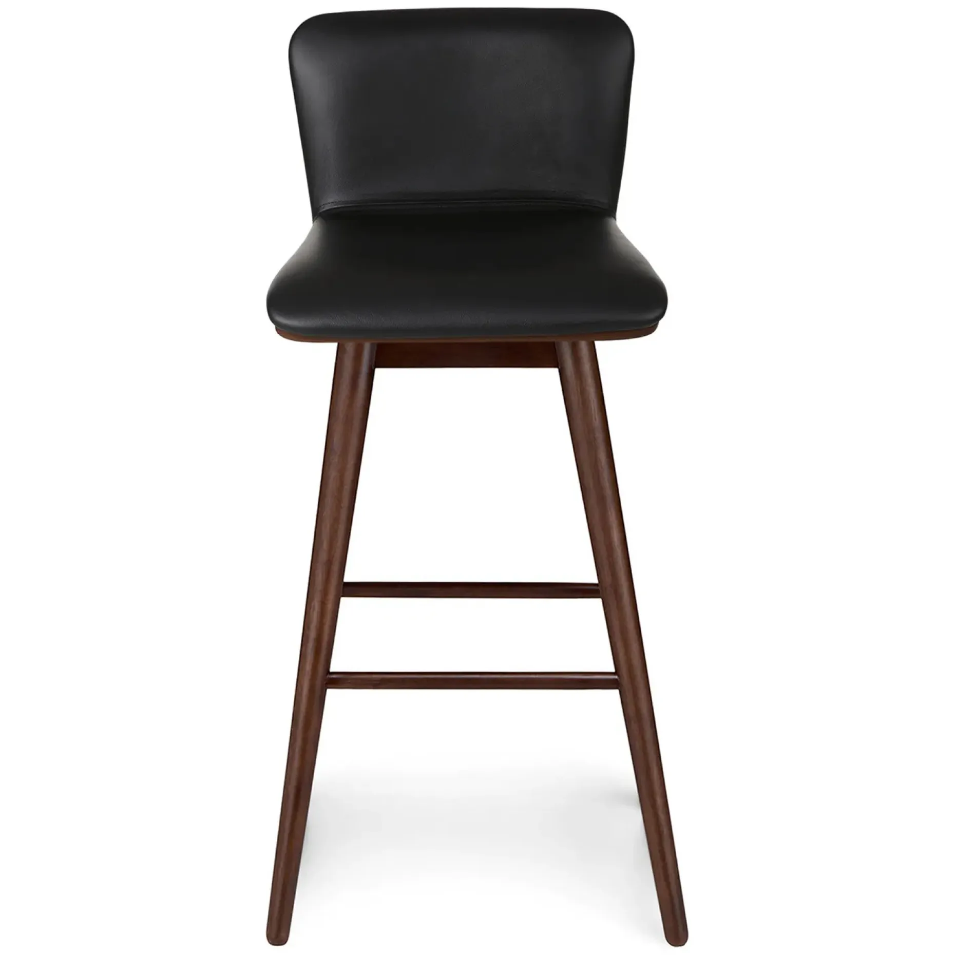 Sede Leather Swivel Bar Stool - Walnut and Black