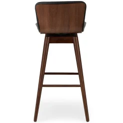 Sede Leather Swivel Bar Stool - Walnut and Black