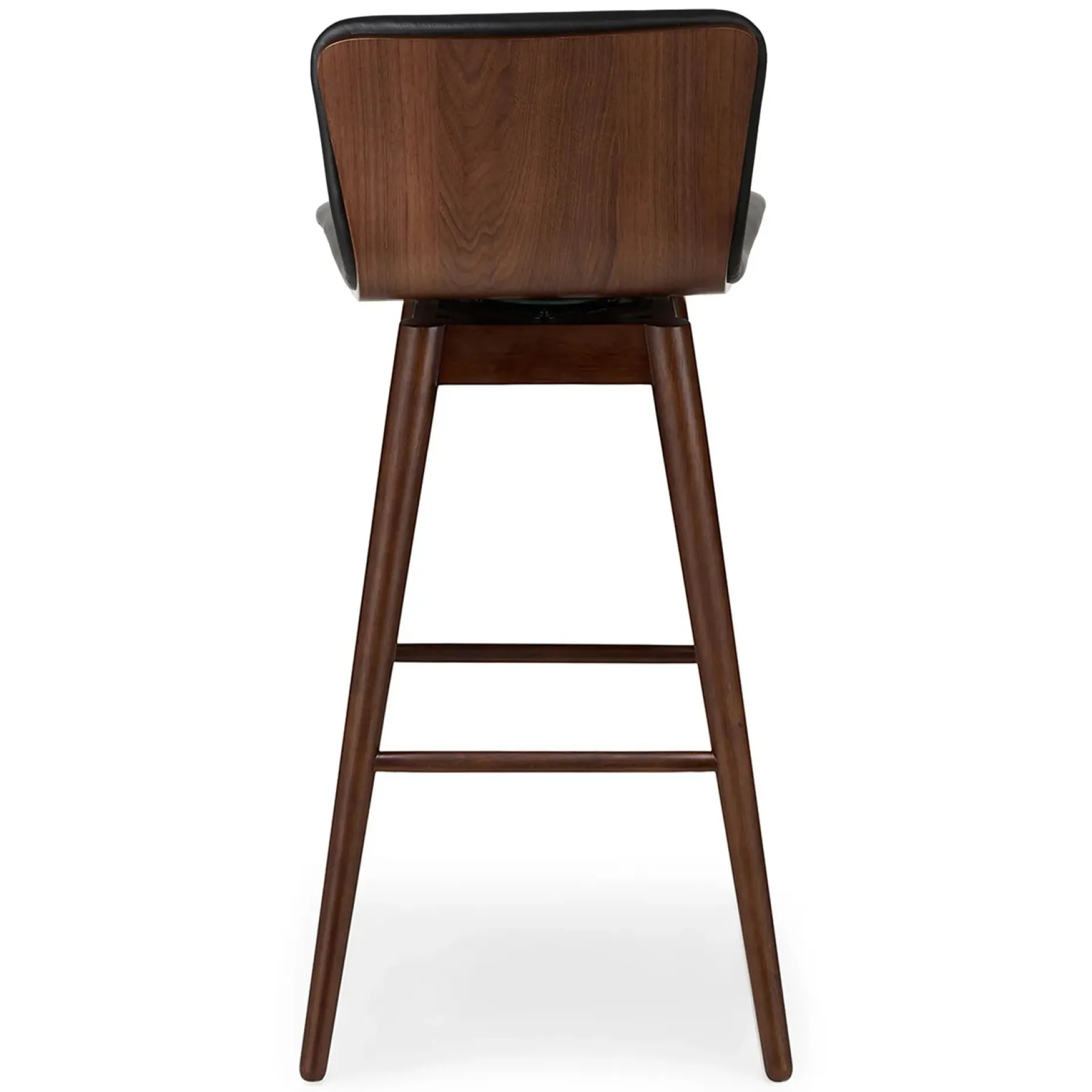 Sede Leather Swivel Bar Stool - Walnut and Black