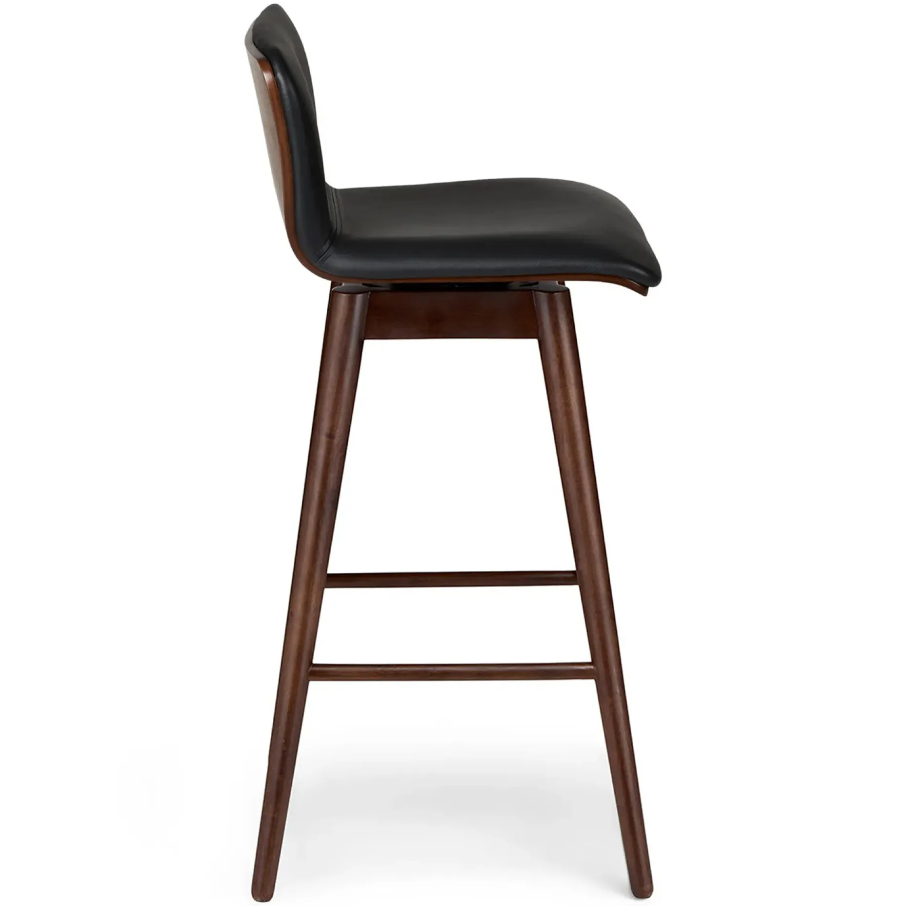 Sede Leather Swivel Bar Stool - Walnut and Black