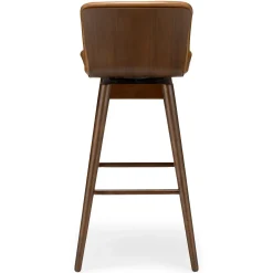 Sede Leather Swivel Bar Stool - Walnut and Toscana Tan