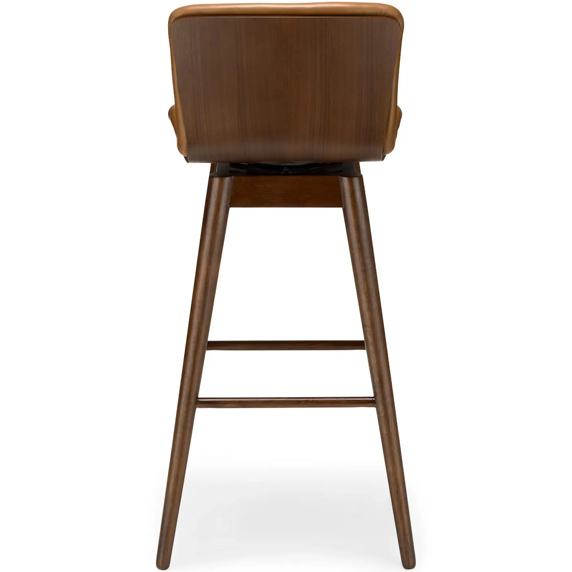 Sede Leather Swivel Bar Stool - Walnut and Toscana Tan