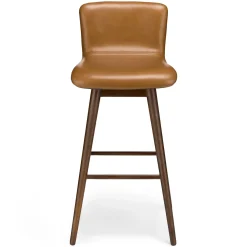 Sede Leather Swivel Bar Stool - Walnut and Toscana Tan