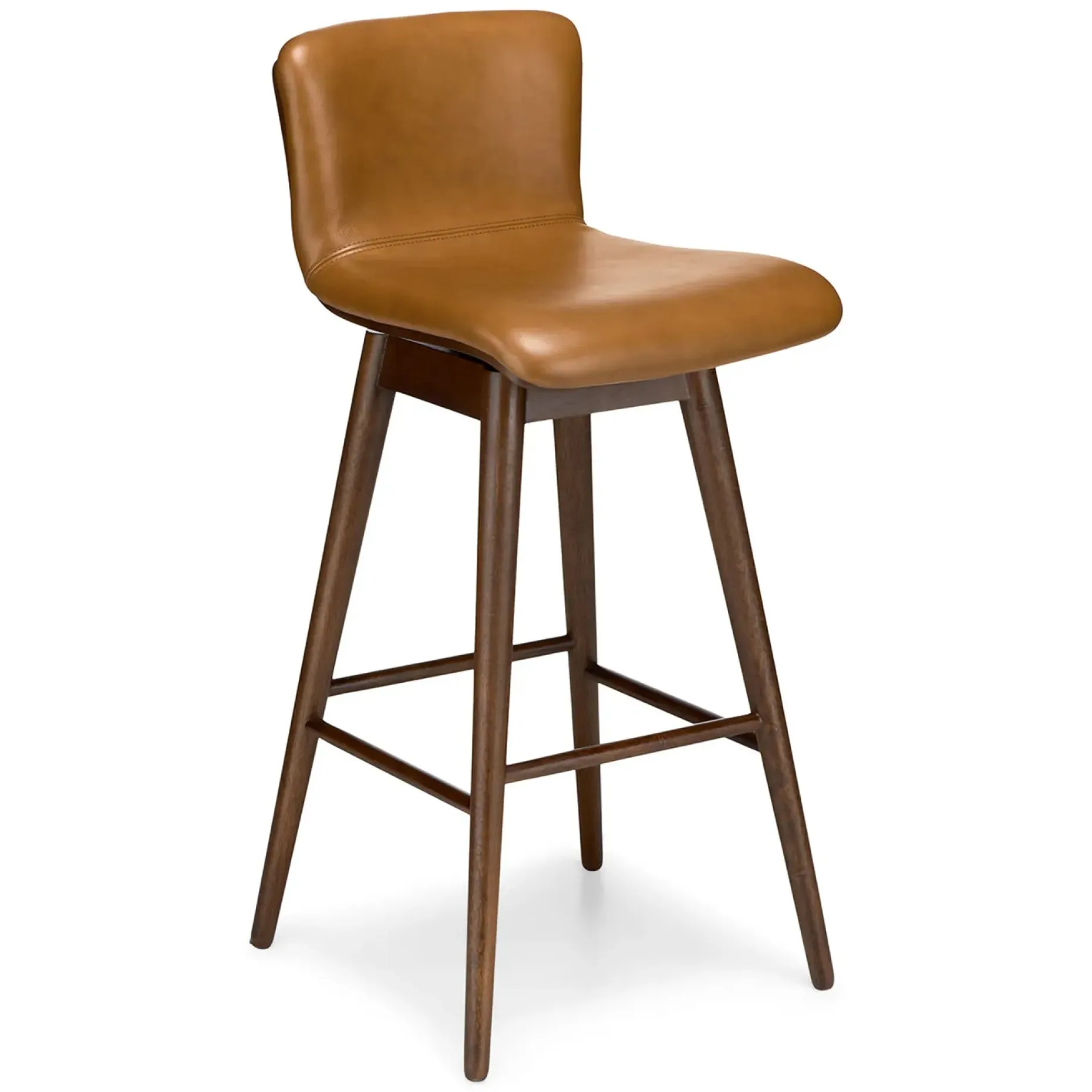 Sede Leather Swivel Bar Stool - Walnut and Toscana Tan