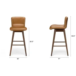 Sede Leather Swivel Bar Stool - Walnut and Toscana Tan