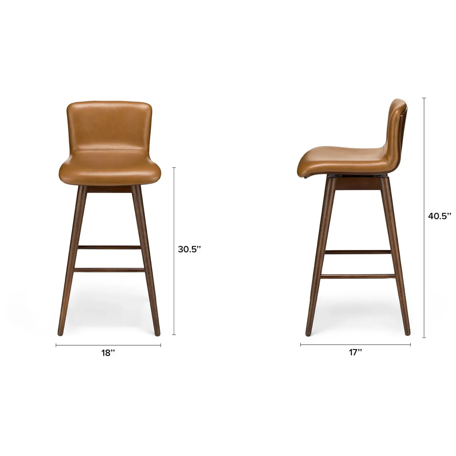 Sede Leather Swivel Bar Stool - Walnut and Toscana Tan