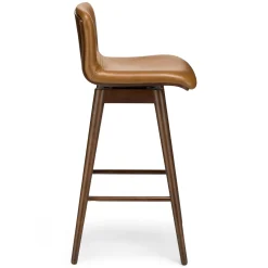 Sede Leather Swivel Bar Stool - Walnut and Toscana Tan