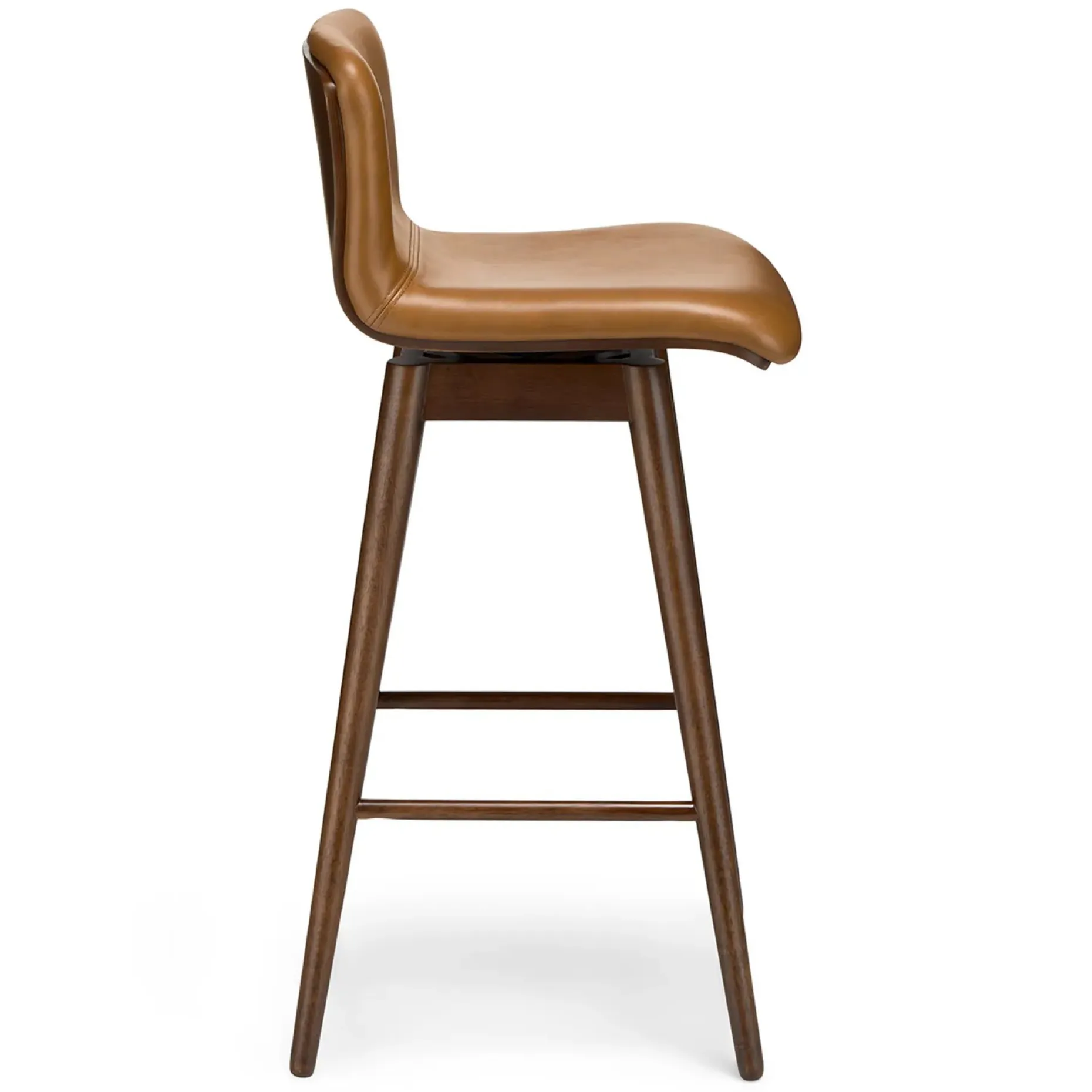 Sede Leather Swivel Bar Stool - Walnut and Toscana Tan