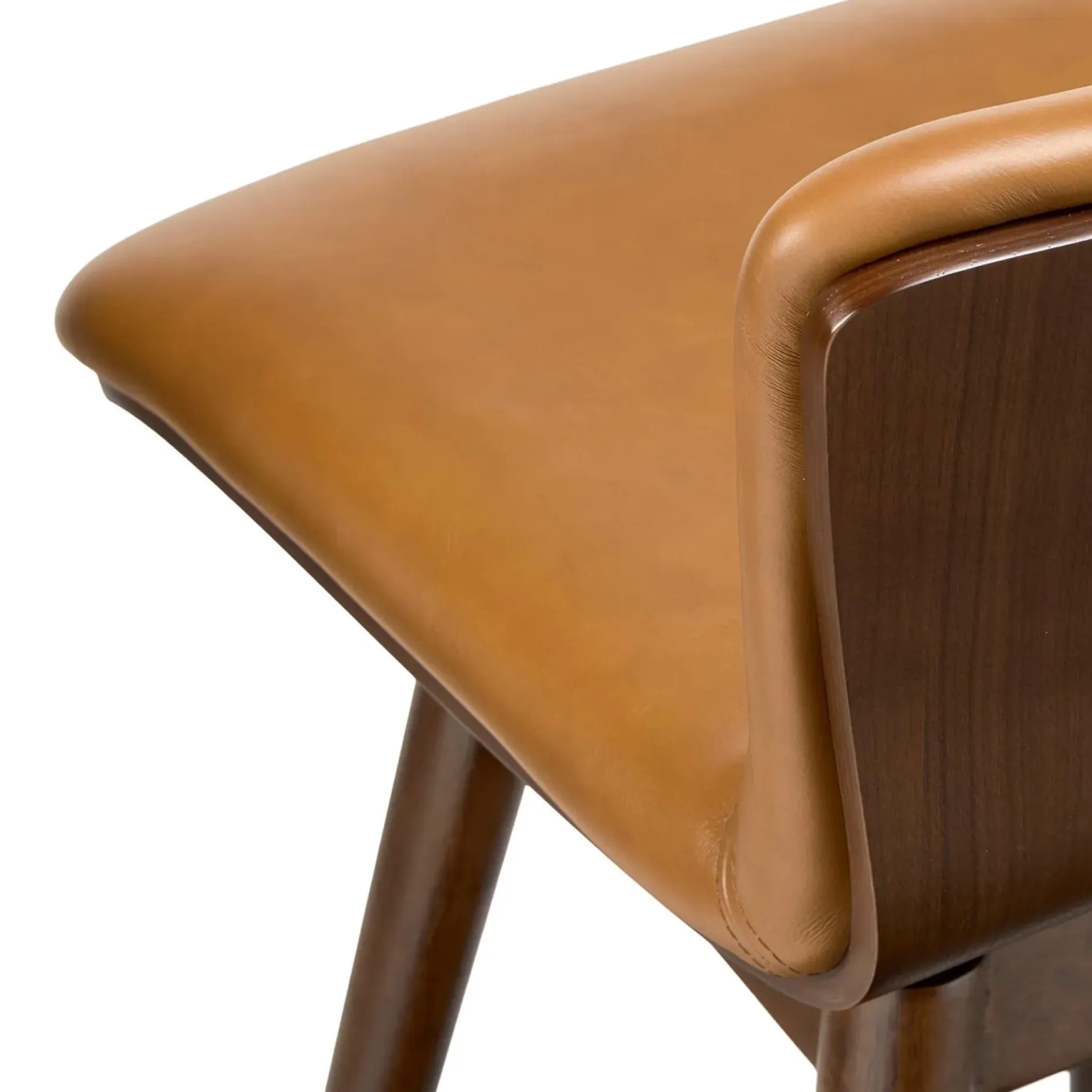 Sede Leather Swivel Bar Stool - Walnut and Toscana Tan