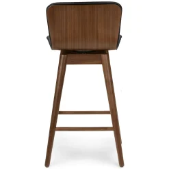Sede Leather Swivel Counter Stool - Walnut and Black