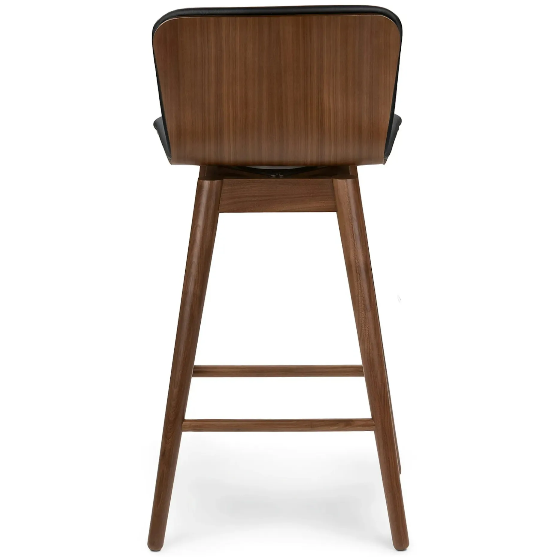 Sede Leather Swivel Counter Stool - Walnut and Black