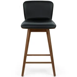 Sede Leather Swivel Counter Stool - Walnut and Black