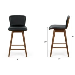 Sede Leather Swivel Counter Stool - Walnut and Black