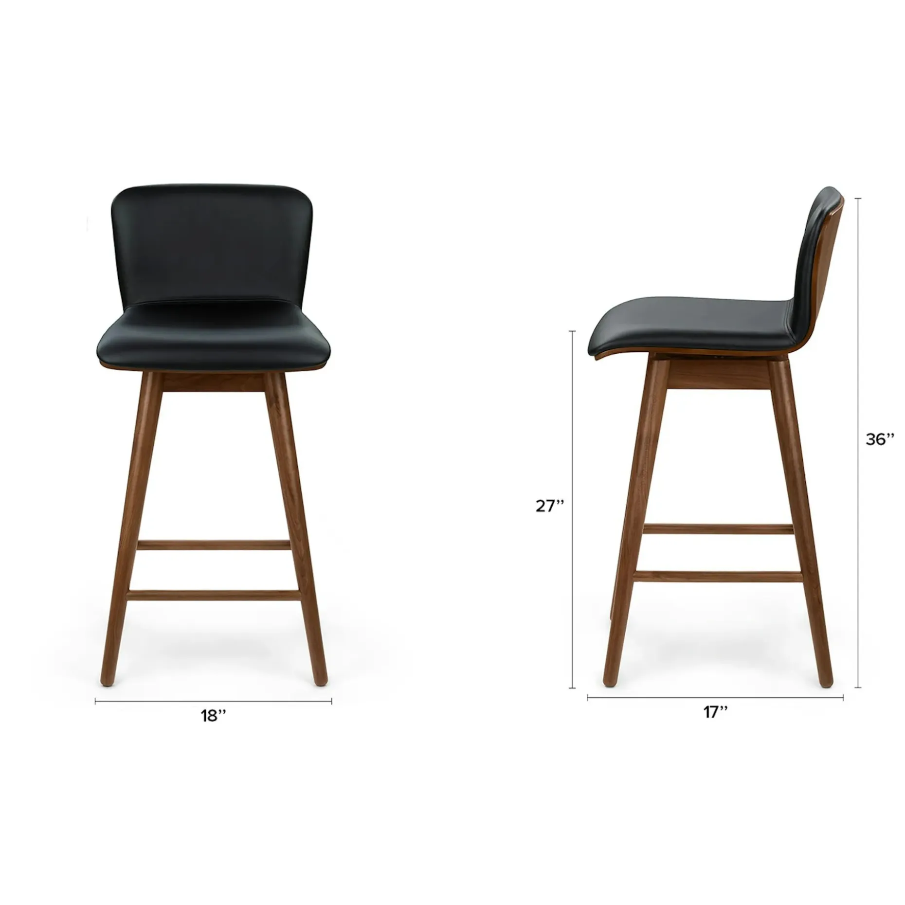 Sede Leather Swivel Counter Stool - Walnut and Black