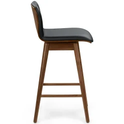 Sede Leather Swivel Counter Stool - Walnut and Black