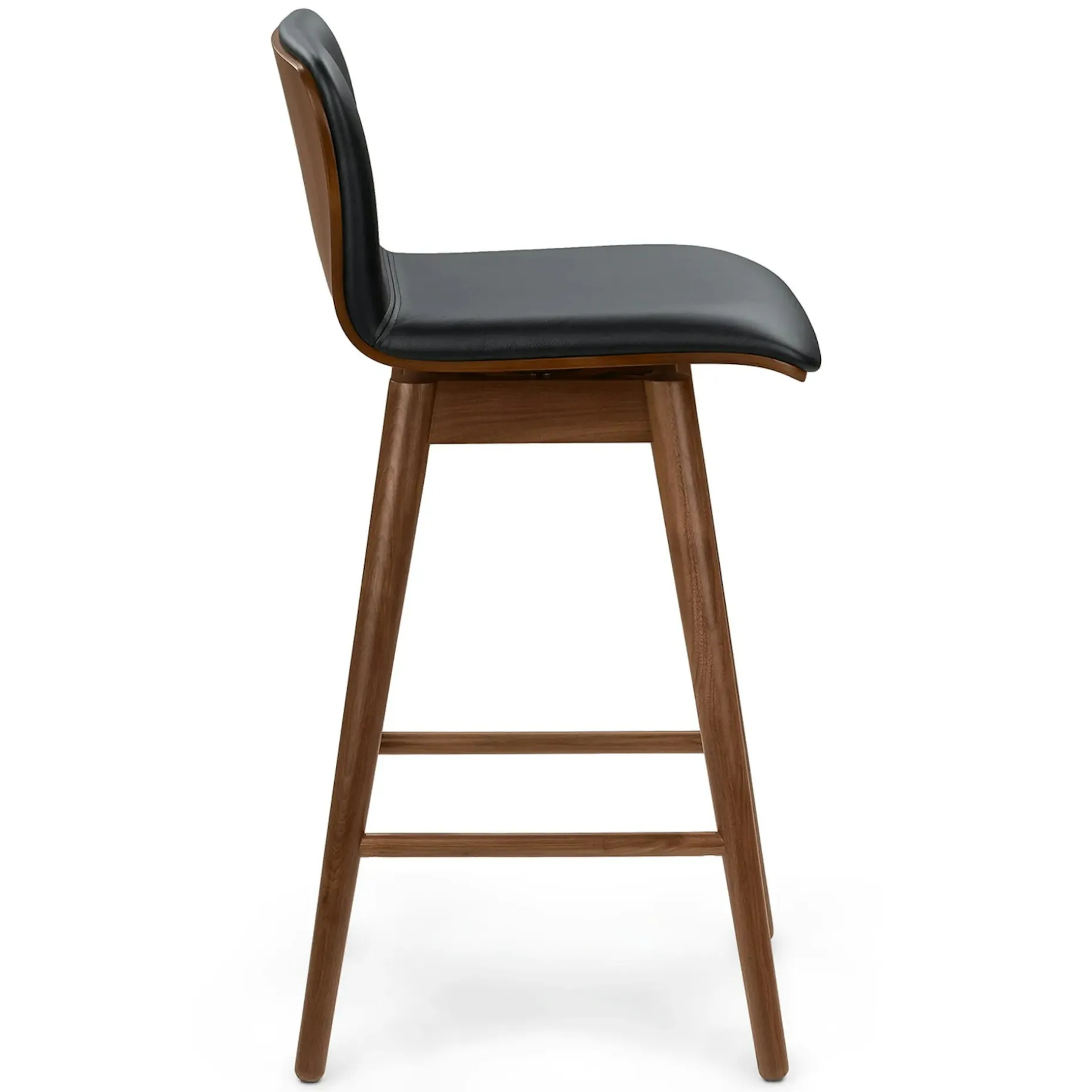 Sede Leather Swivel Counter Stool - Walnut and Black