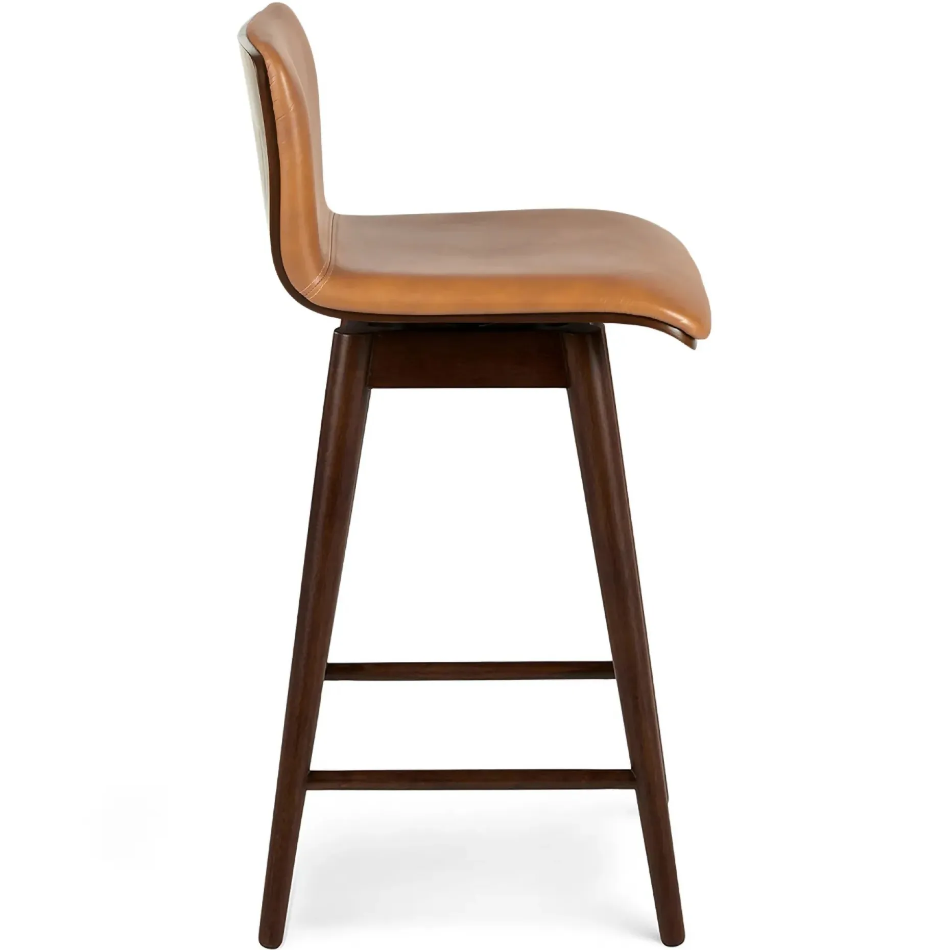 Sede Leather Swivel Counter Stool - Walnut and Toscana Tan