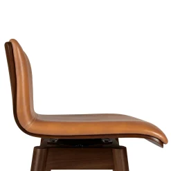 Sede Leather Swivel Counter Stool - Walnut and Toscana Tan