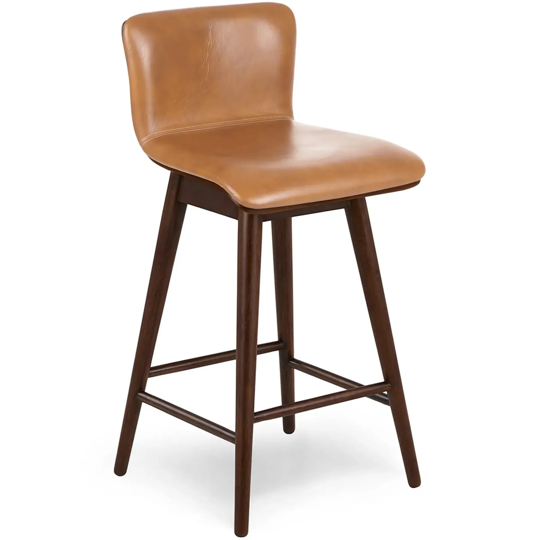 Sede Leather Swivel Counter Stool - Walnut and Toscana Tan