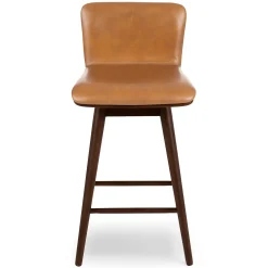 Sede Leather Swivel Counter Stool - Walnut and Toscana Tan