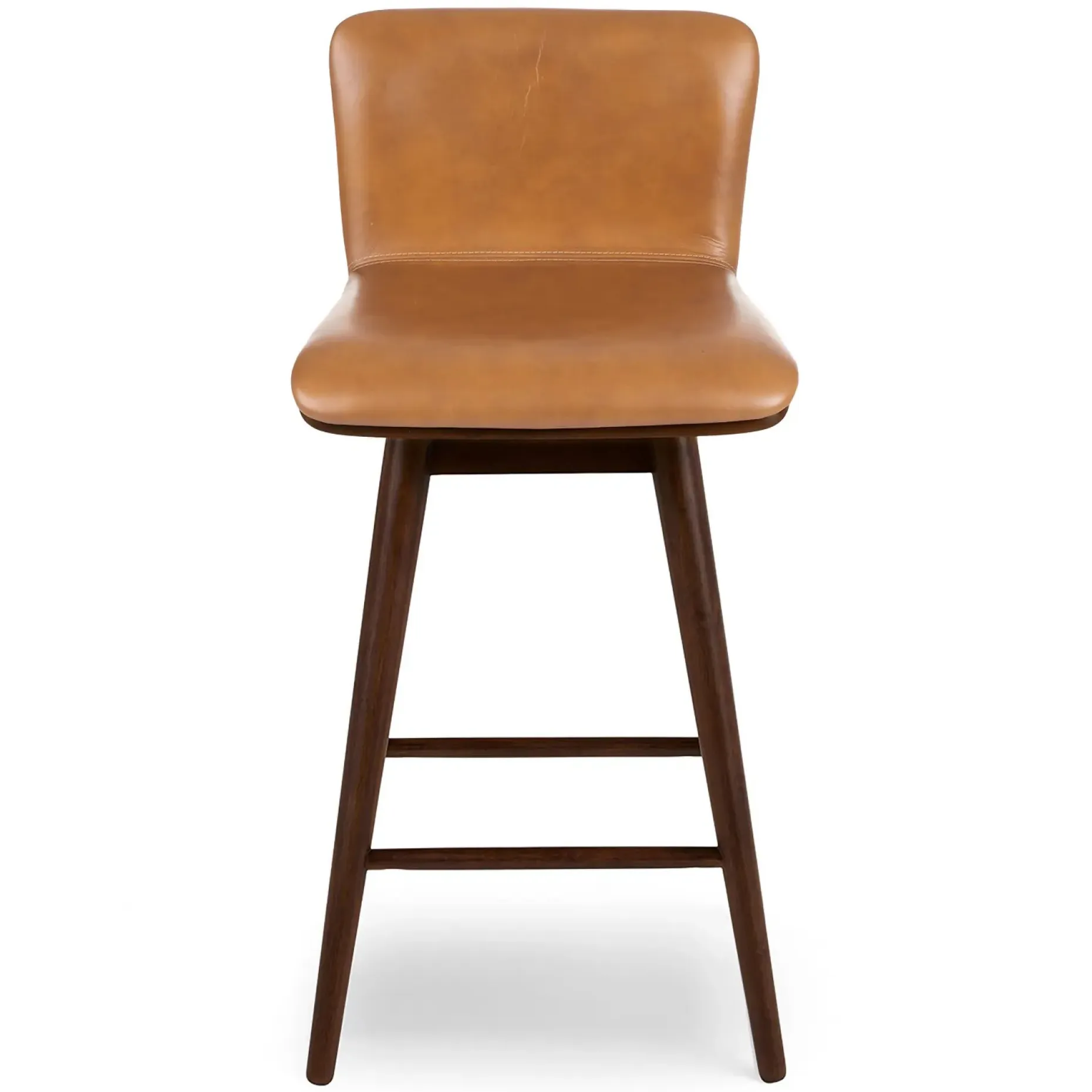 Sede Leather Swivel Counter Stool - Walnut and Toscana Tan