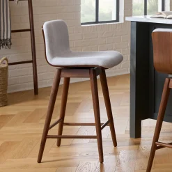 Sede Swivel Bar Stool - Walnut and Mist Gray