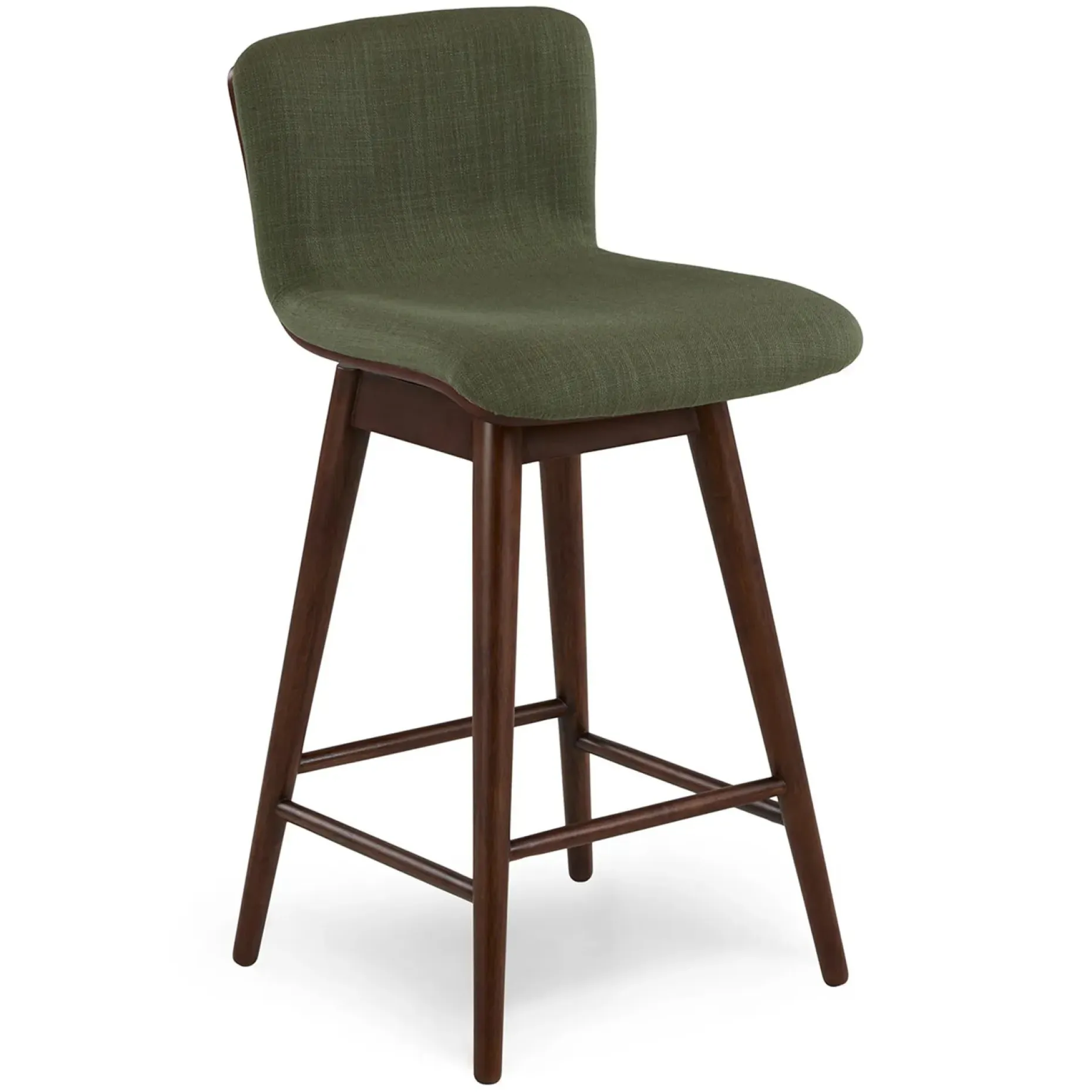 Sede Swivel Counter Stool - Walnut and Olio Green