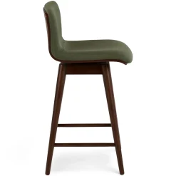 Sede Swivel Counter Stool - Walnut and Olio Green