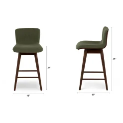 Sede Swivel Counter Stool - Walnut and Olio Green