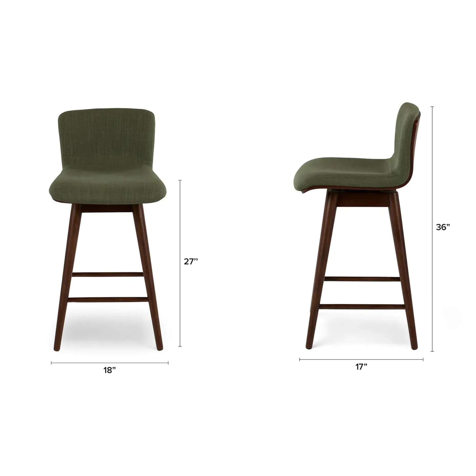 Sede Swivel Counter Stool - Walnut and Olio Green