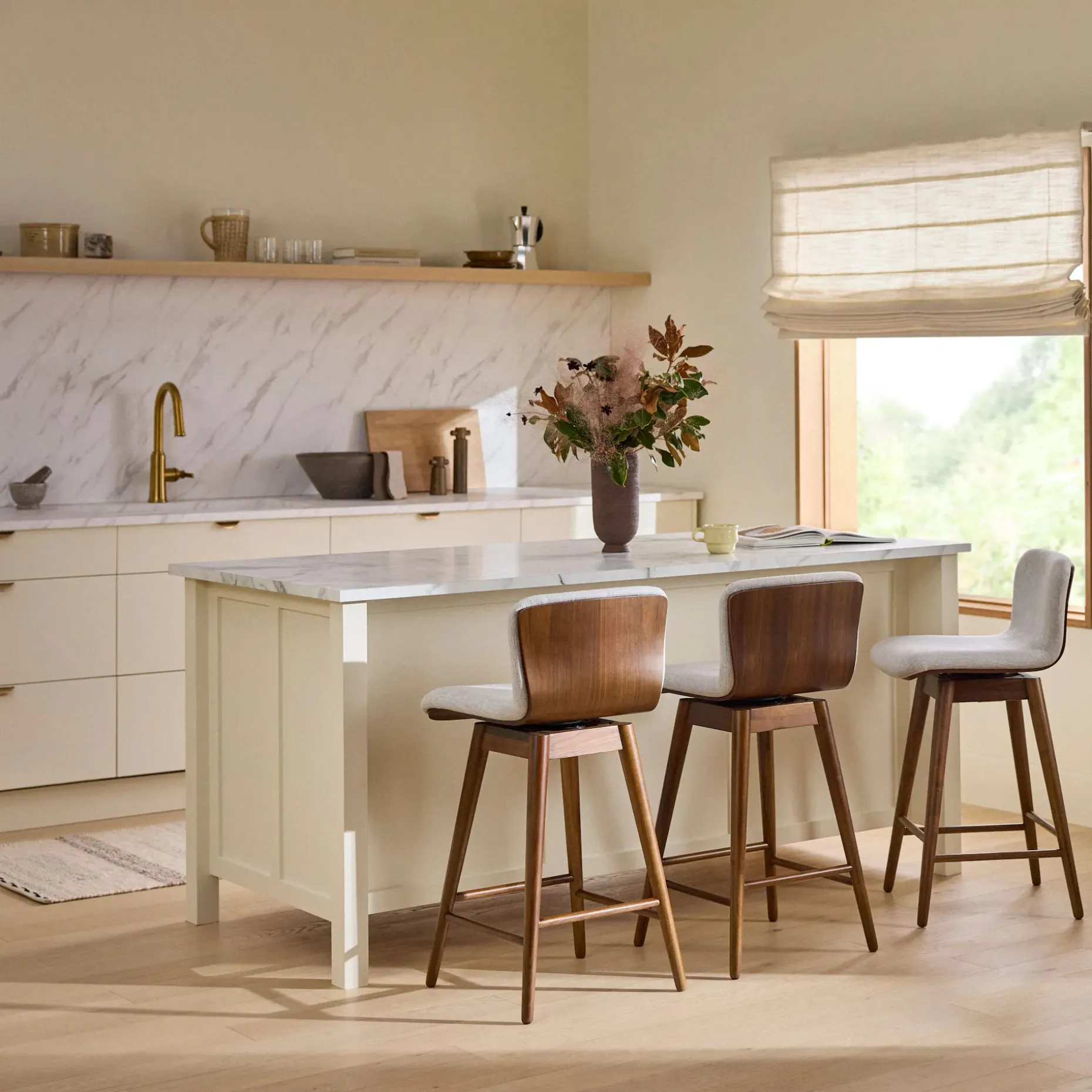 Sede Swivel Counter Stool - Walnut and Mist Gray