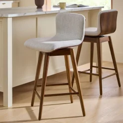 Sede Swivel Counter Stool - Walnut and Mist Gray