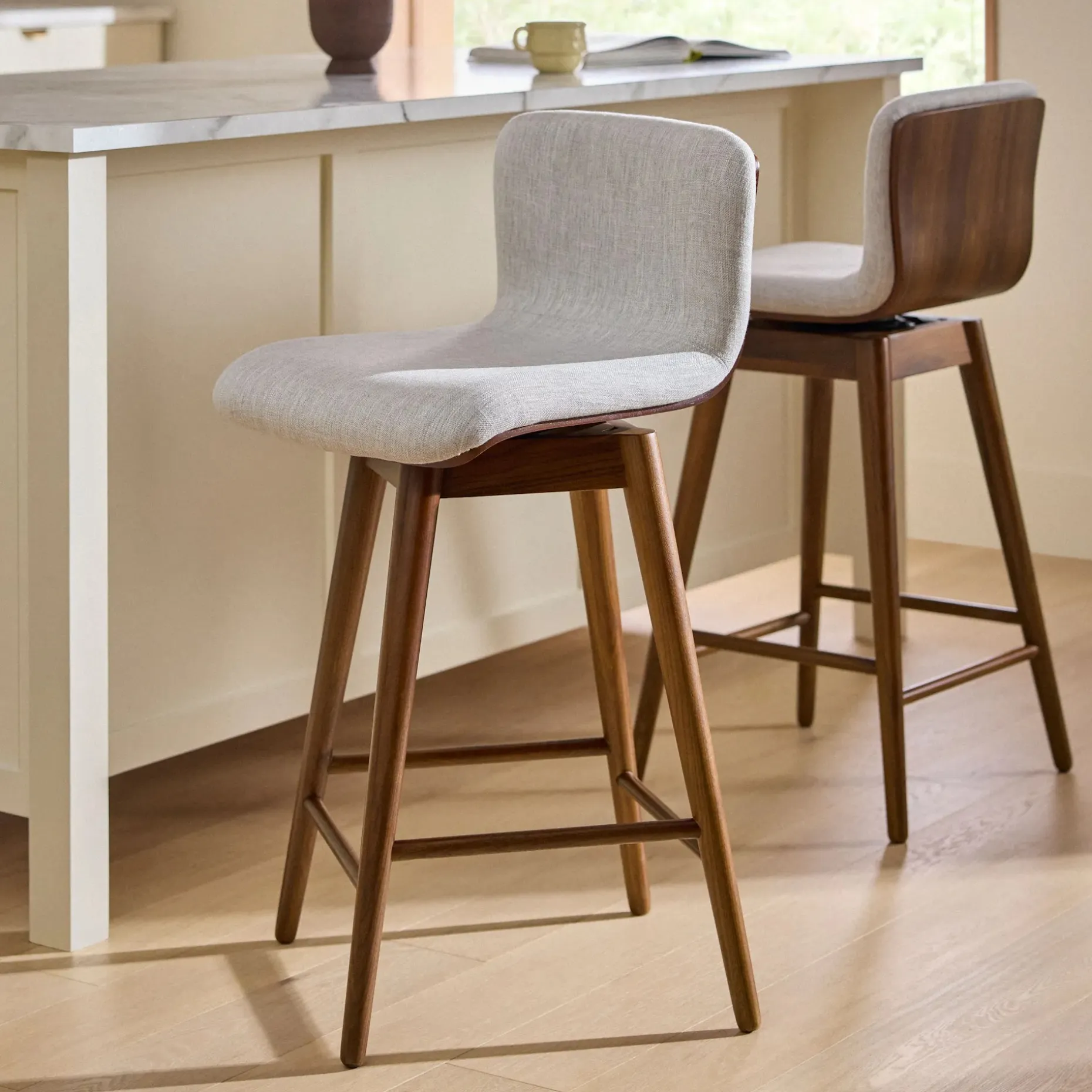 Sede Swivel Counter Stool - Walnut and Mist Gray