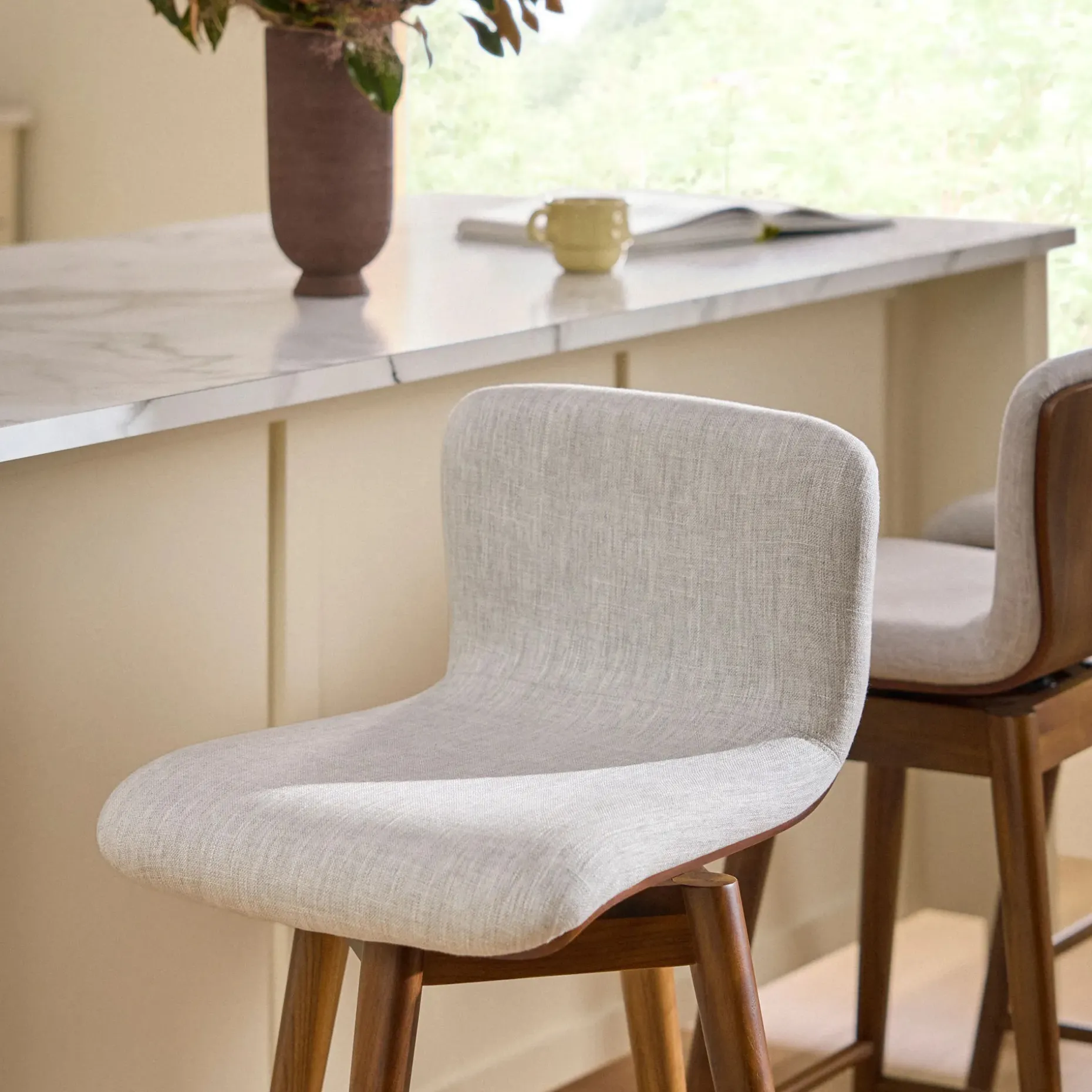 Sede Swivel Counter Stool - Walnut and Mist Gray