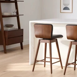 Sede Swivel Counter Stool - Walnut and Miller Gray