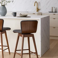 Sede Swivel Counter Stool - Walnut and Miller Gray