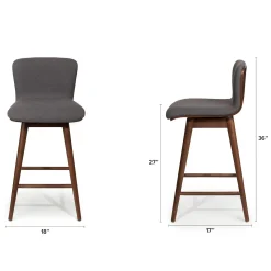 Sede Swivel Counter Stool - Walnut and Miller Gray