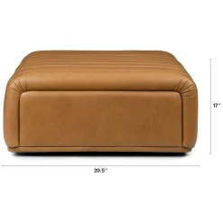 Sefto 39.5" Leather Ottoman - Taos Tan