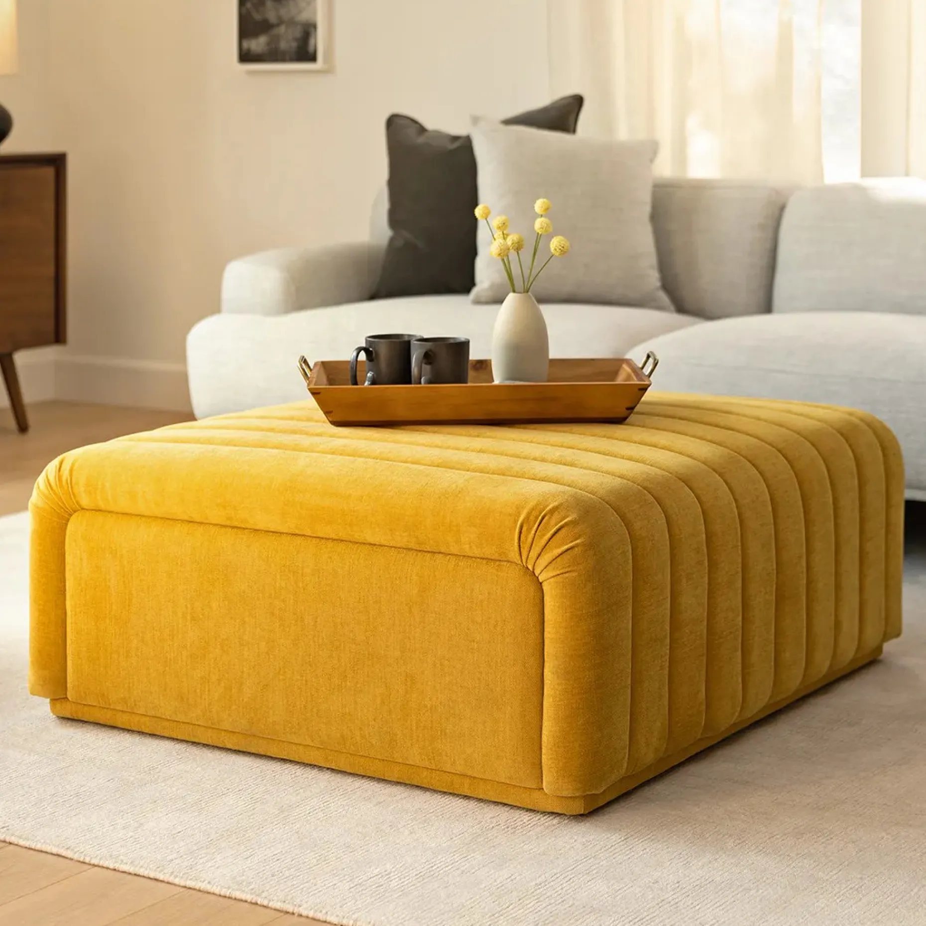 Sefto 39.5" Ottoman - Marigold Yellow