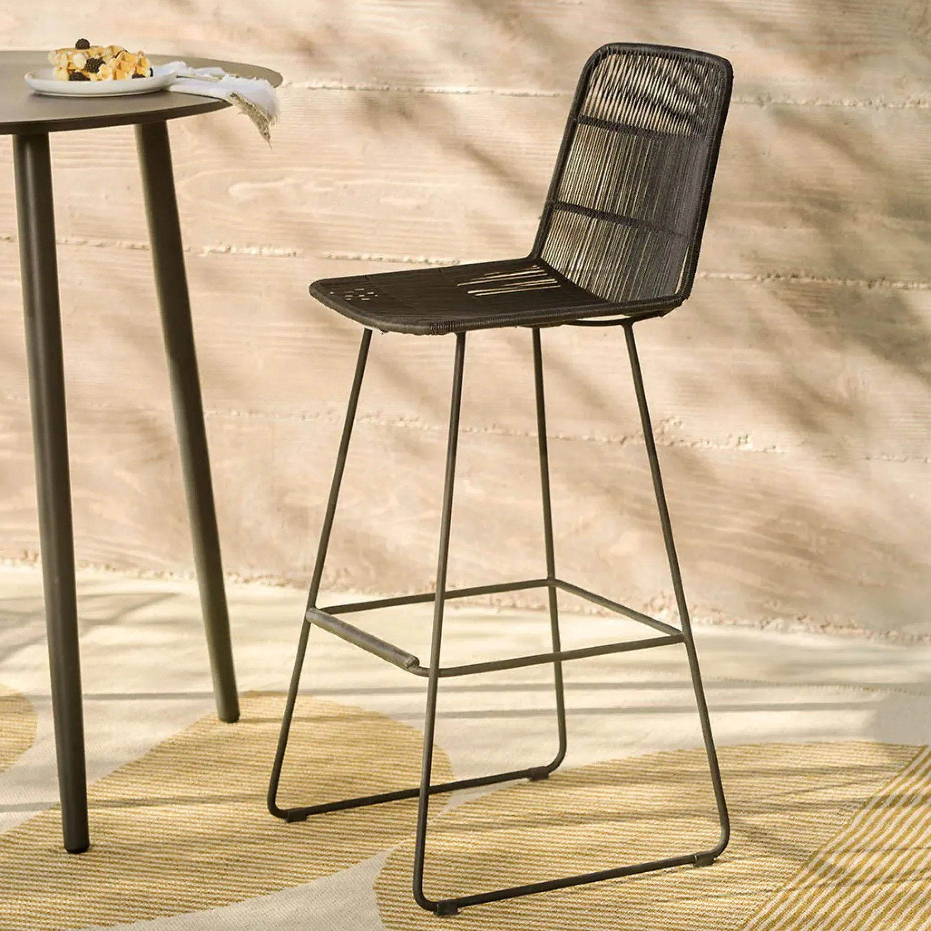 Selka Outdoor Bar Stool - Black