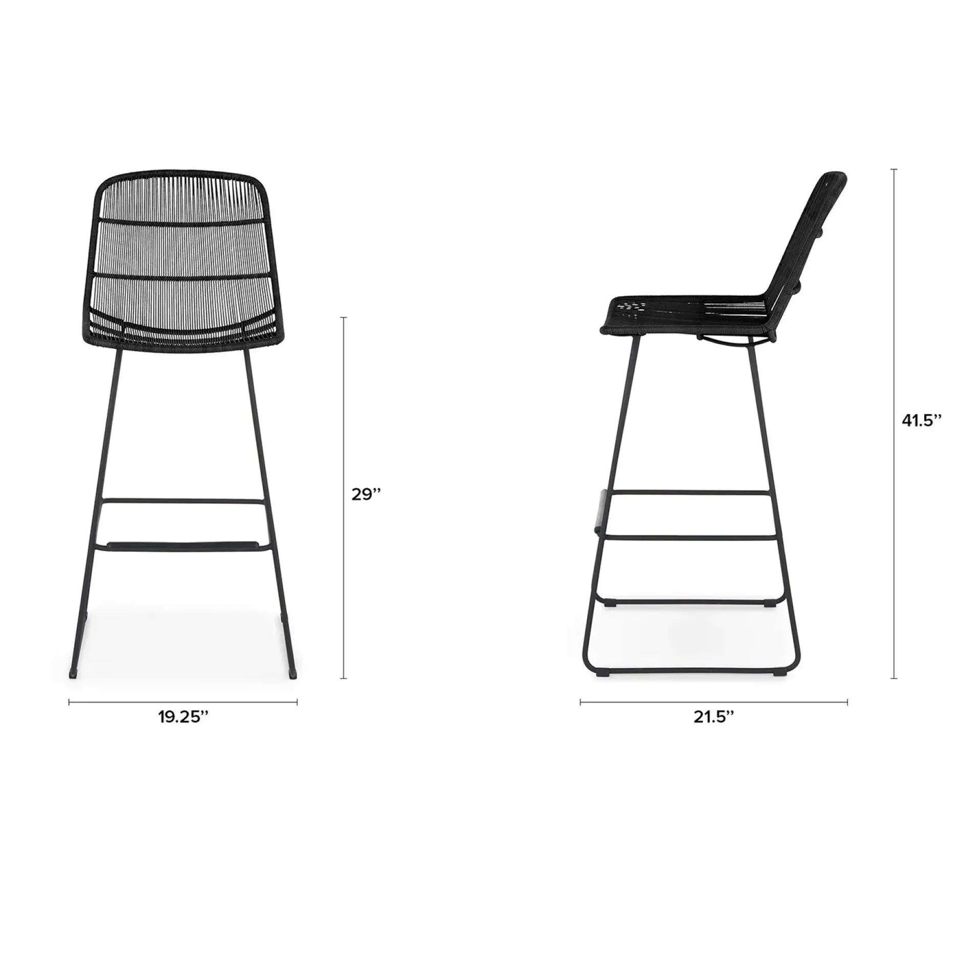 Selka Outdoor Bar Stool - Black