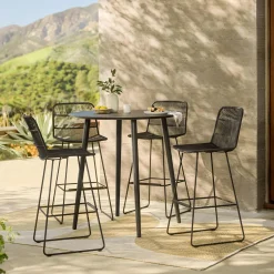 Selka Outdoor Bar Stool - Black