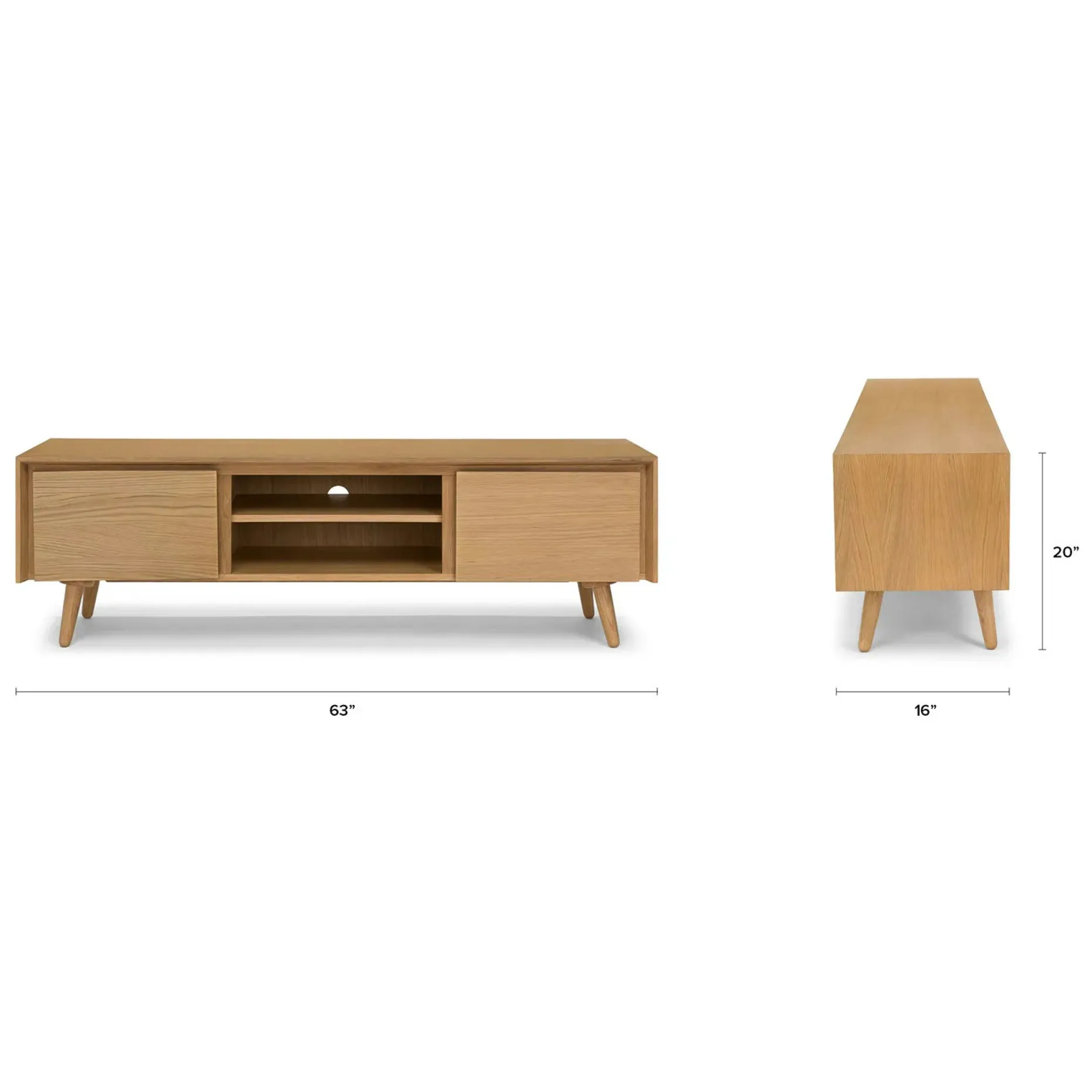 Seno 63" Low Media Unit - Oak
