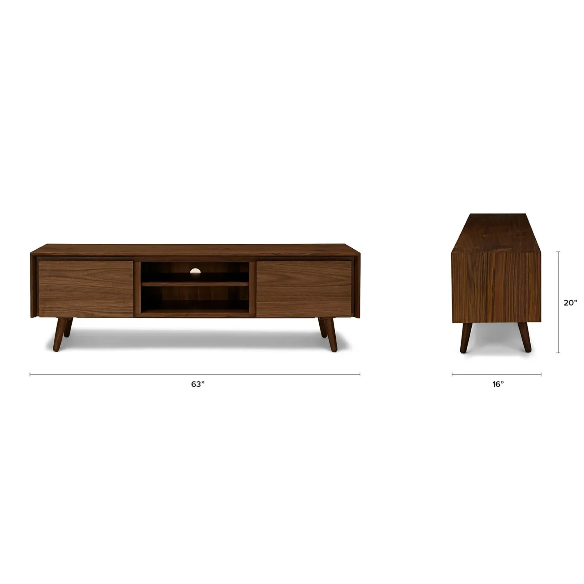 Seno 63" Low Media Unit - Walnut