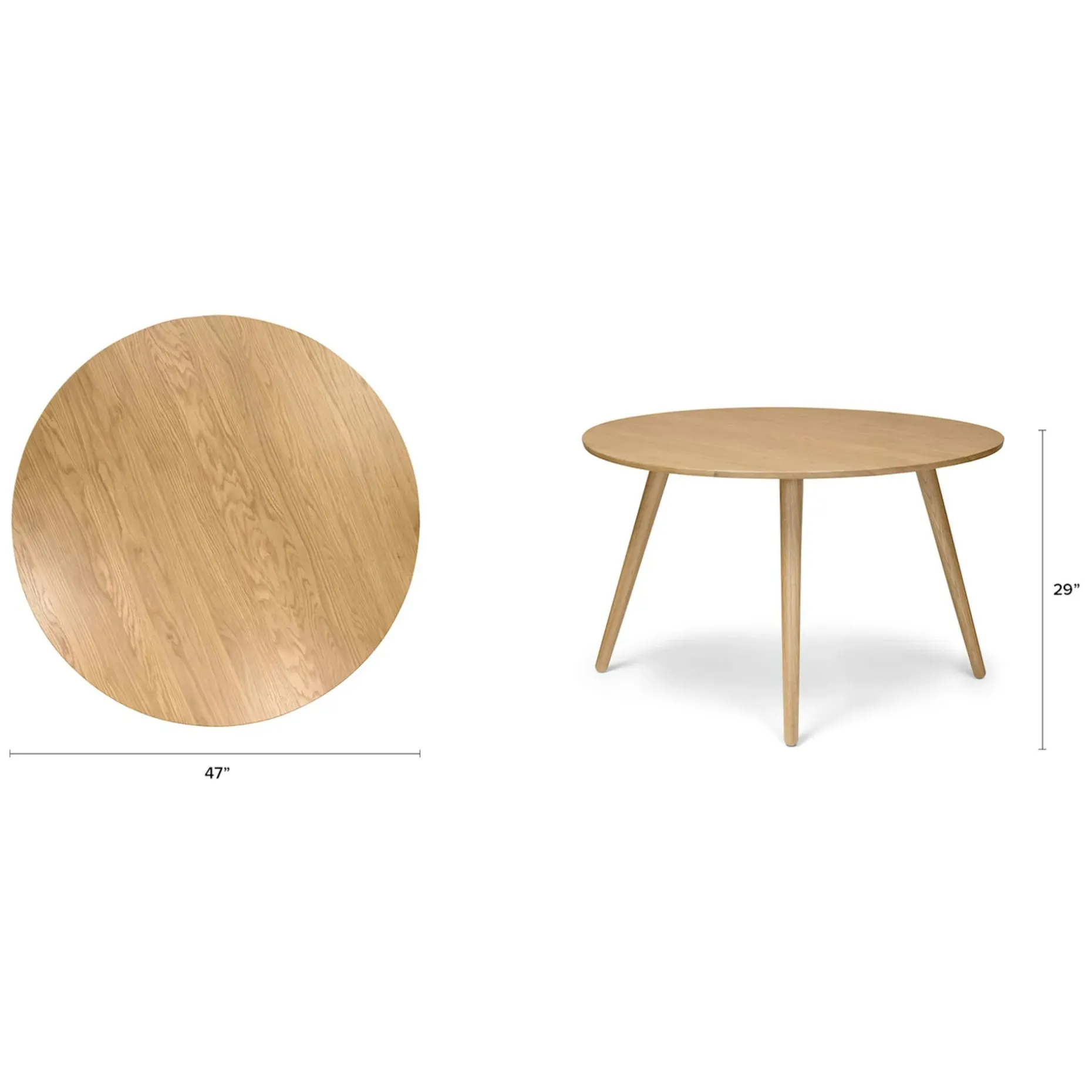 Seno 47" Round Dining Table - Oak