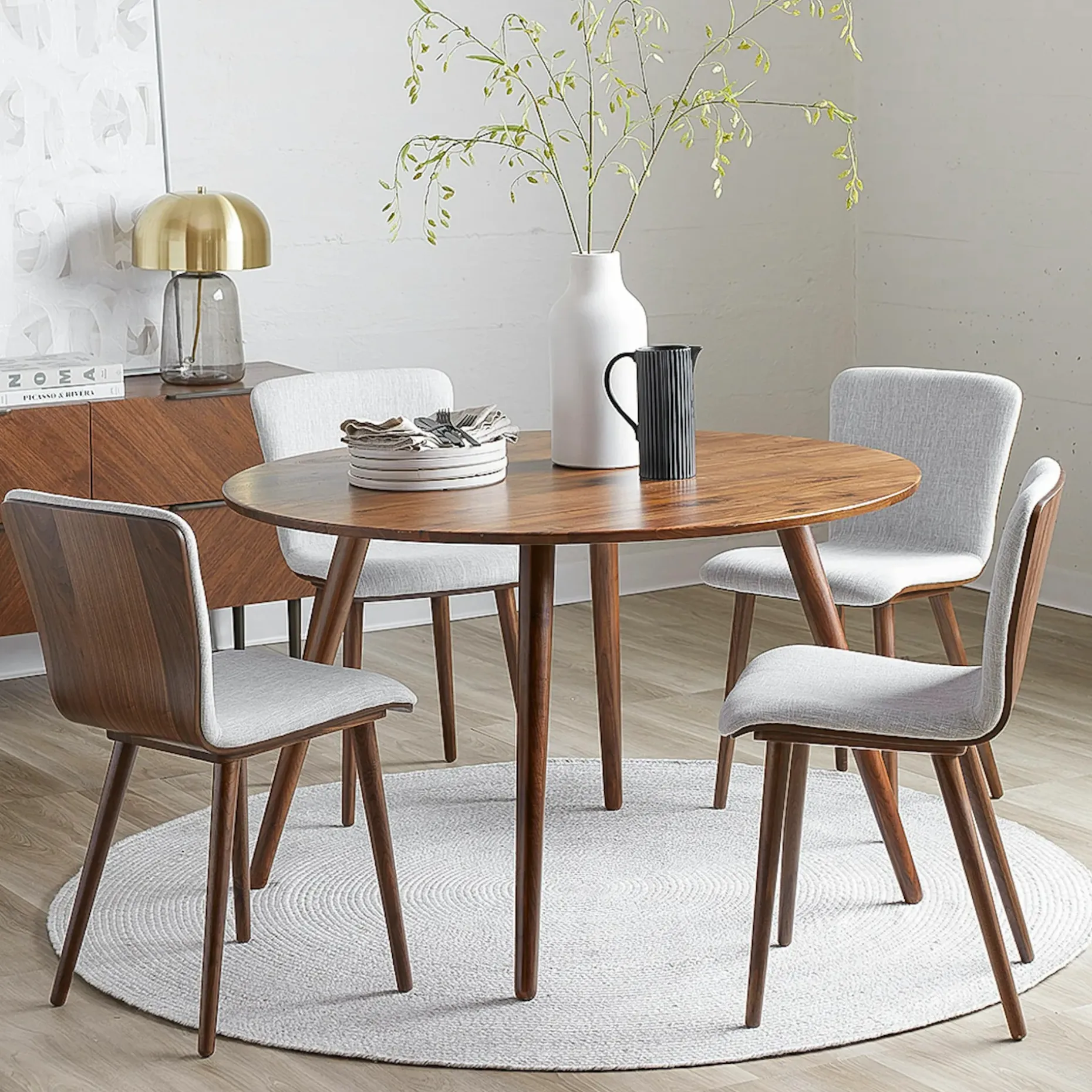 Seno 47" Round Dining Table - Walnut