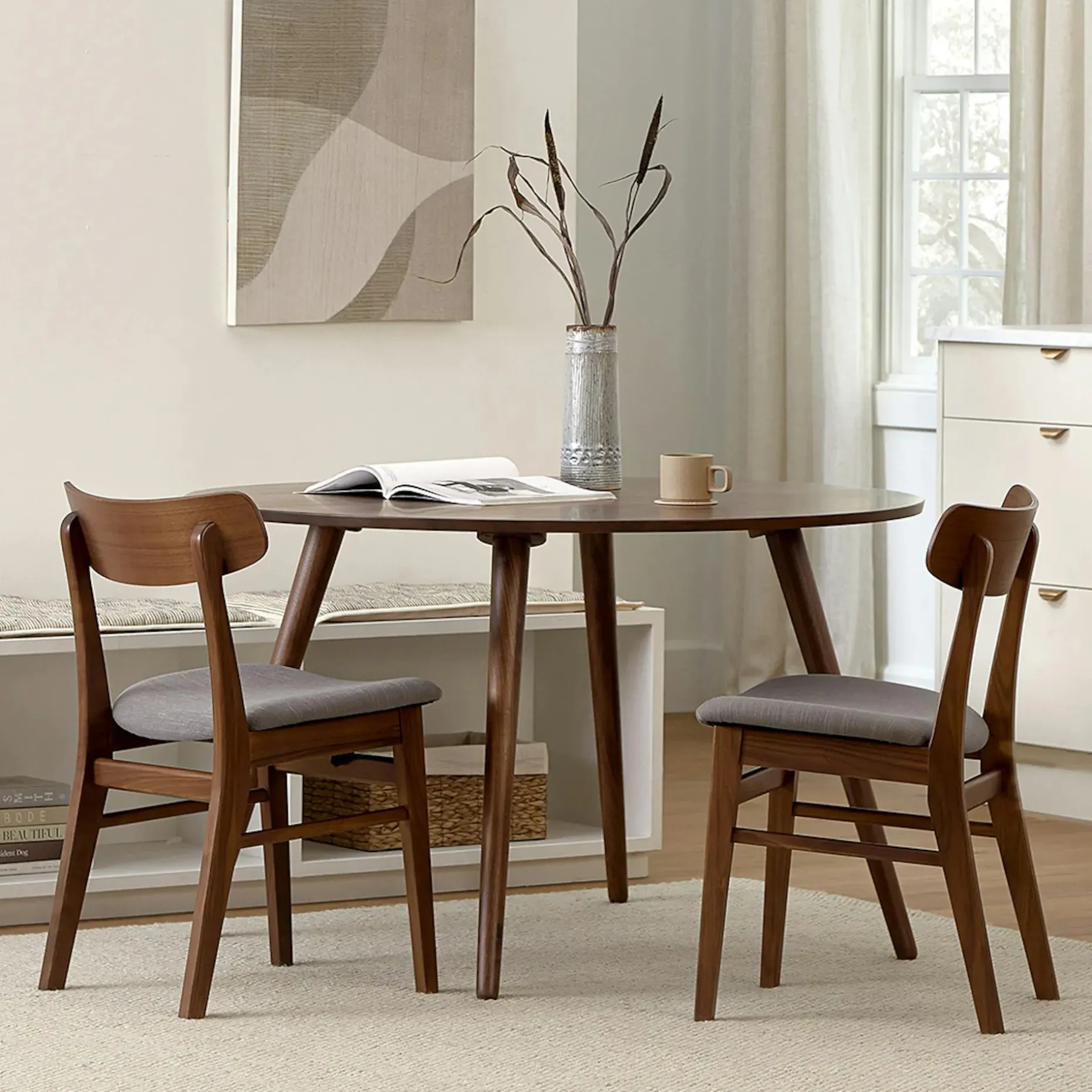 Seno 47" Round Dining Table - Walnut