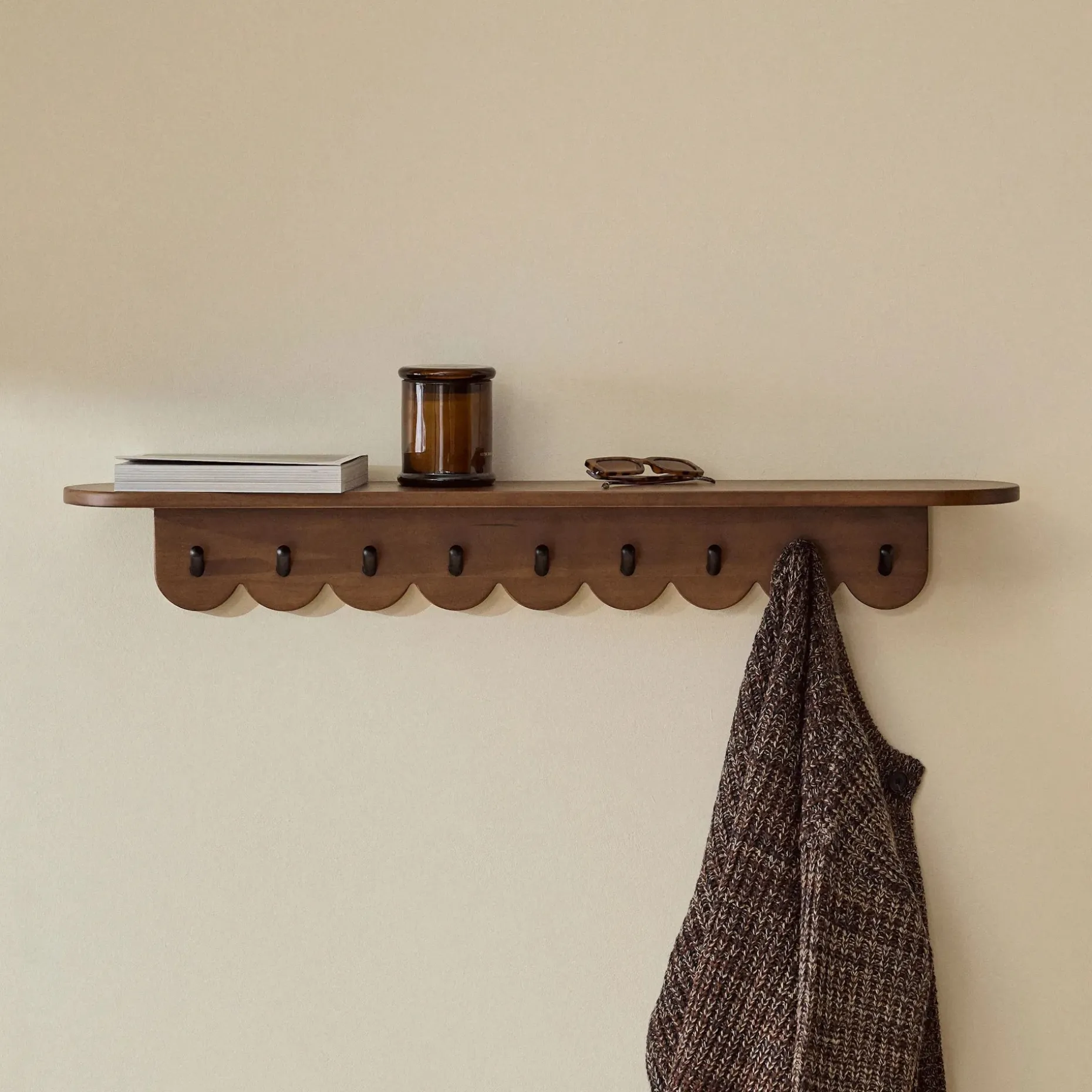 Shelly 38" Shelf and Coat Rack - Black and Walnut